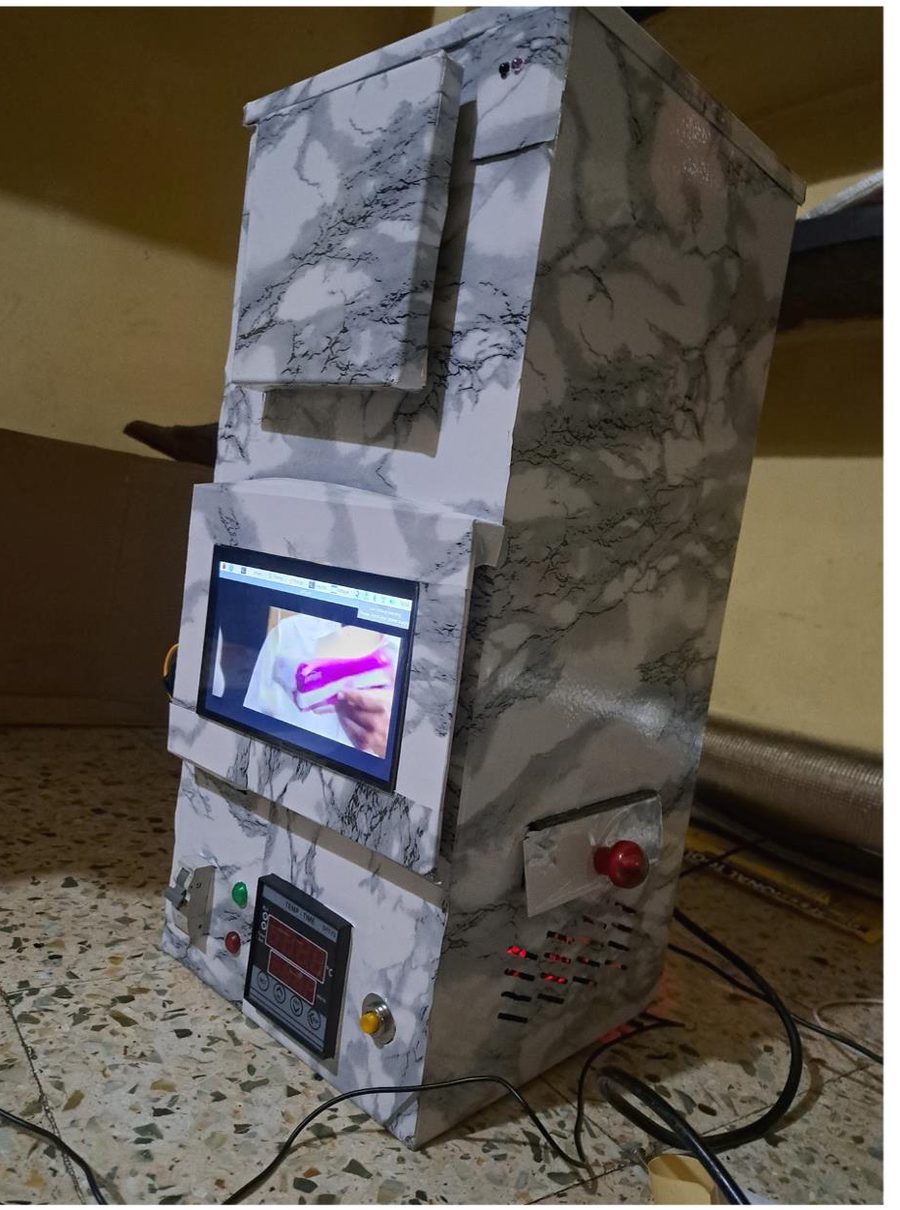 Finished Techlance MAS sanitary napkin incinerator with LED screen and control panel
